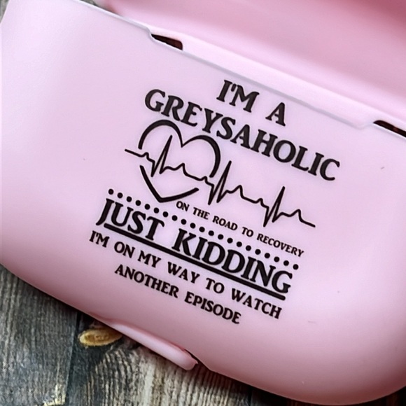5for$10 Pink Grey’s Anatomy Shockproof Protective Silicone For AirPods Case Pro - Picture 2 of 5